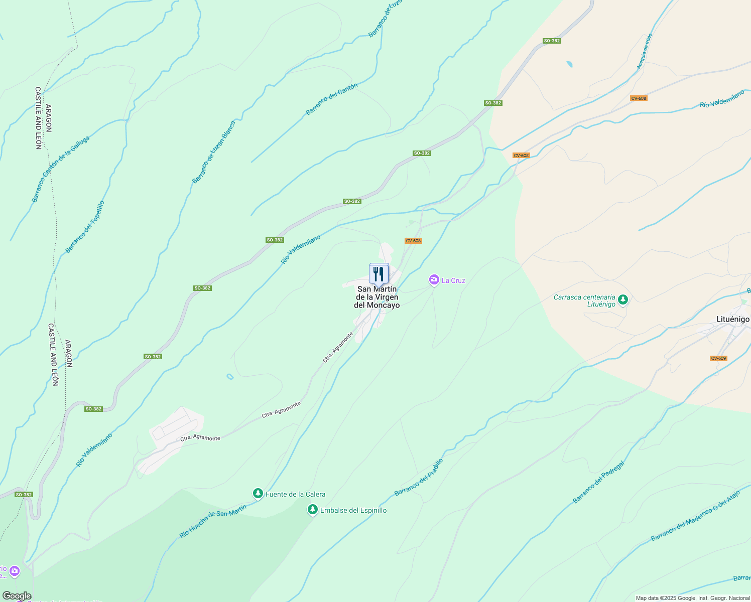 map of restaurants, bars, coffee shops, grocery stores, and more near 13 Avenida Moncayo in San Martín de la Virgen del Moncayo