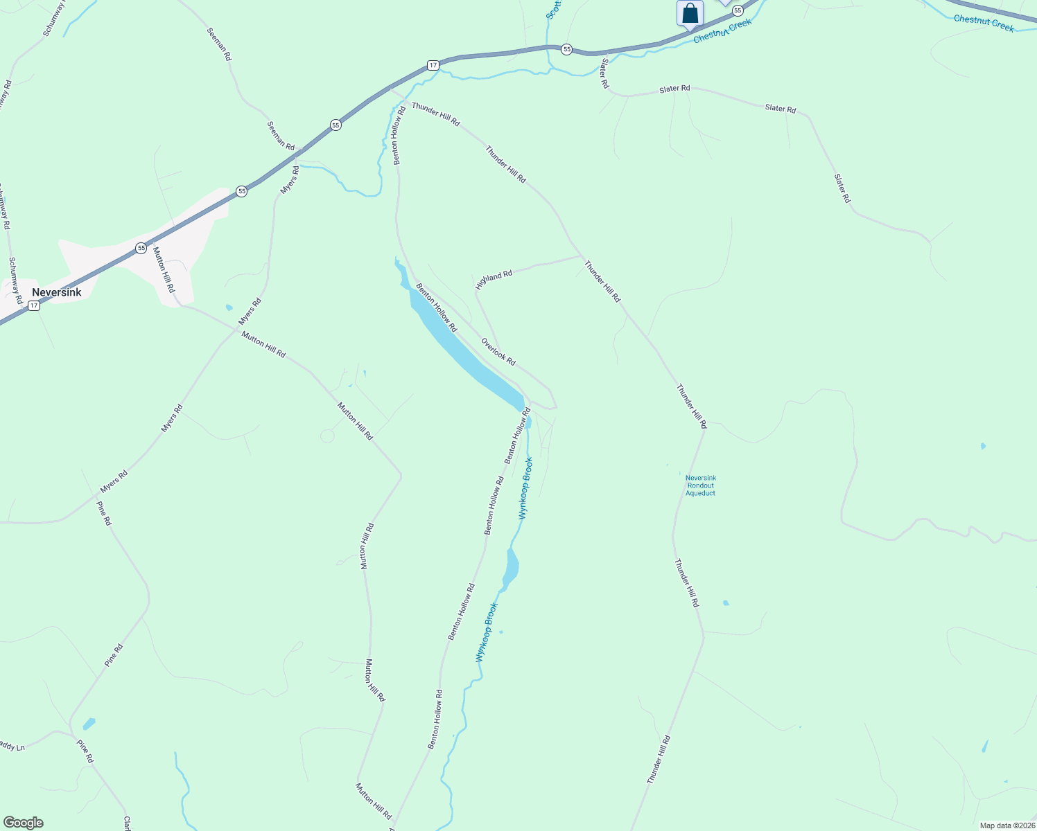 map of restaurants, bars, coffee shops, grocery stores, and more near 270 Benton Hollow Road in Woodbourne