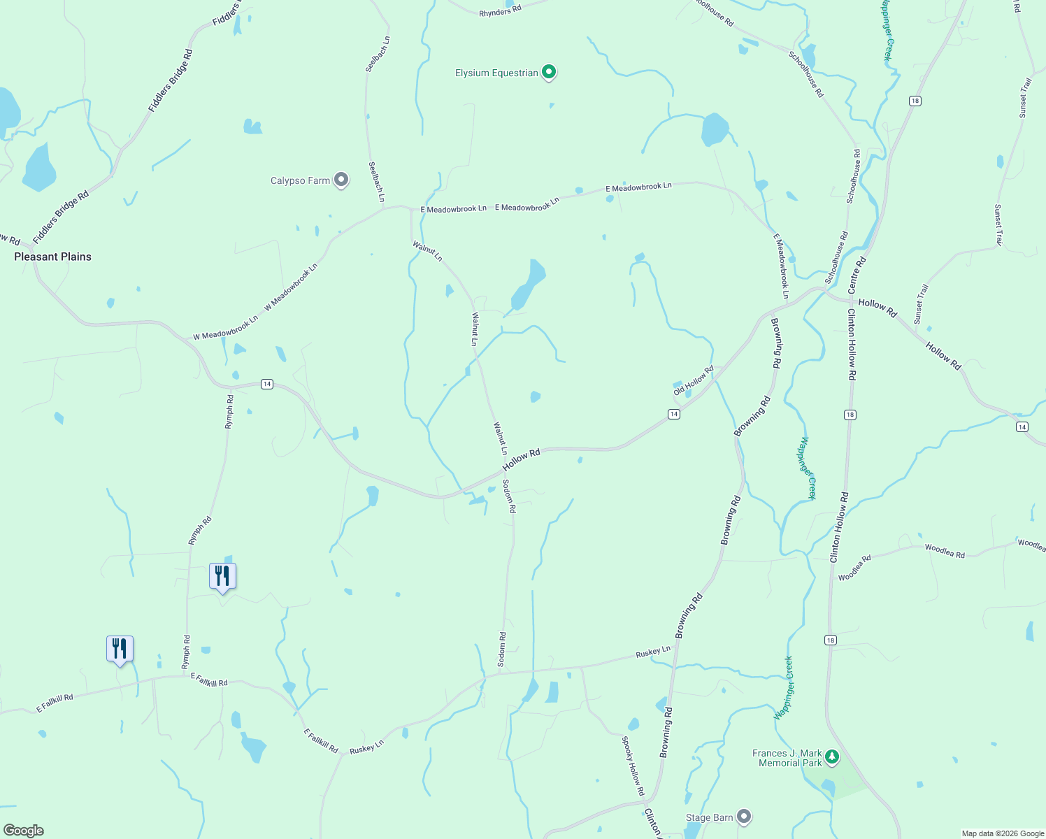 map of restaurants, bars, coffee shops, grocery stores, and more near 24 Walnut Ln in Staatsburg
