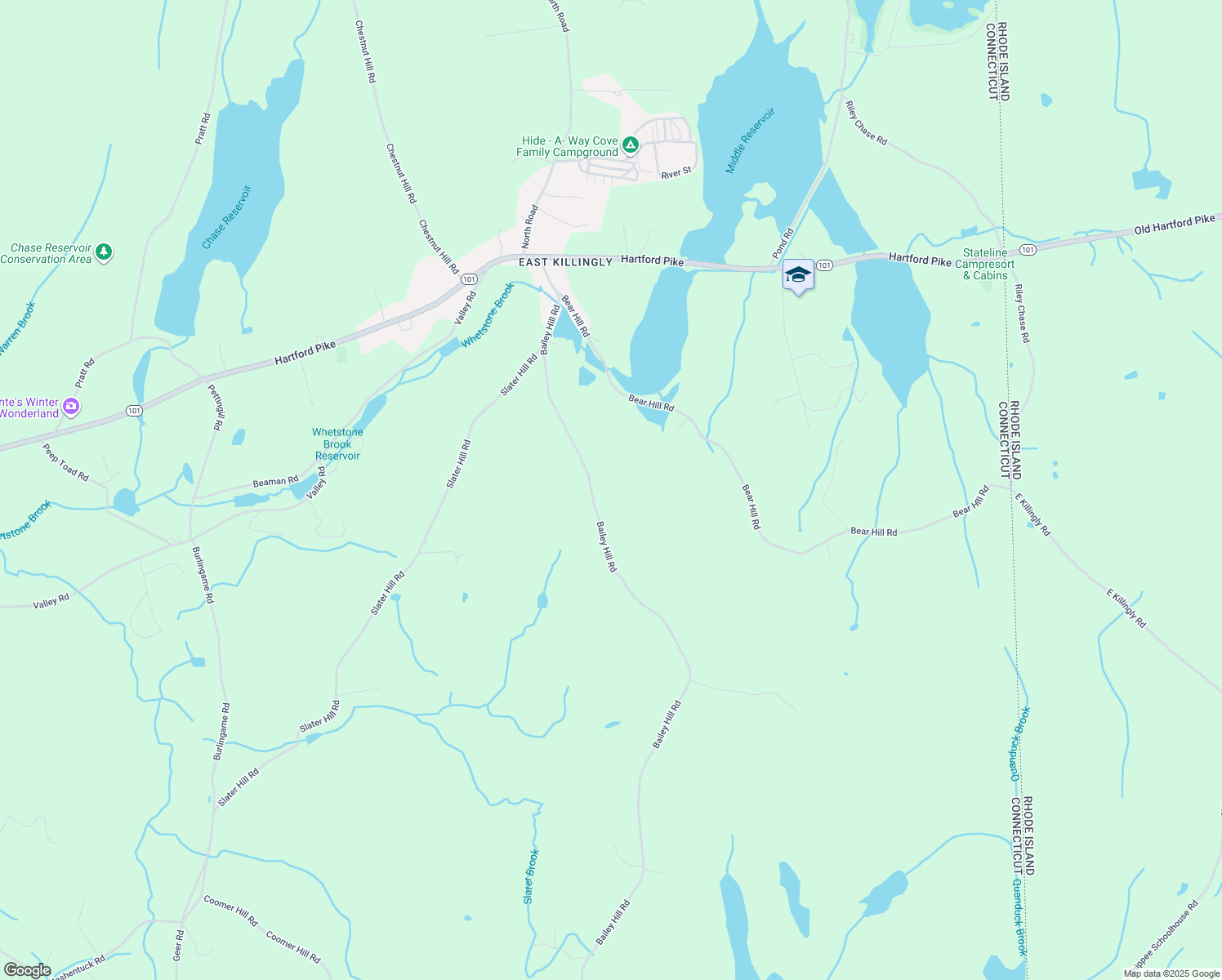 map of restaurants, bars, coffee shops, grocery stores, and more near 856 Bailey Hill Road in Killingly