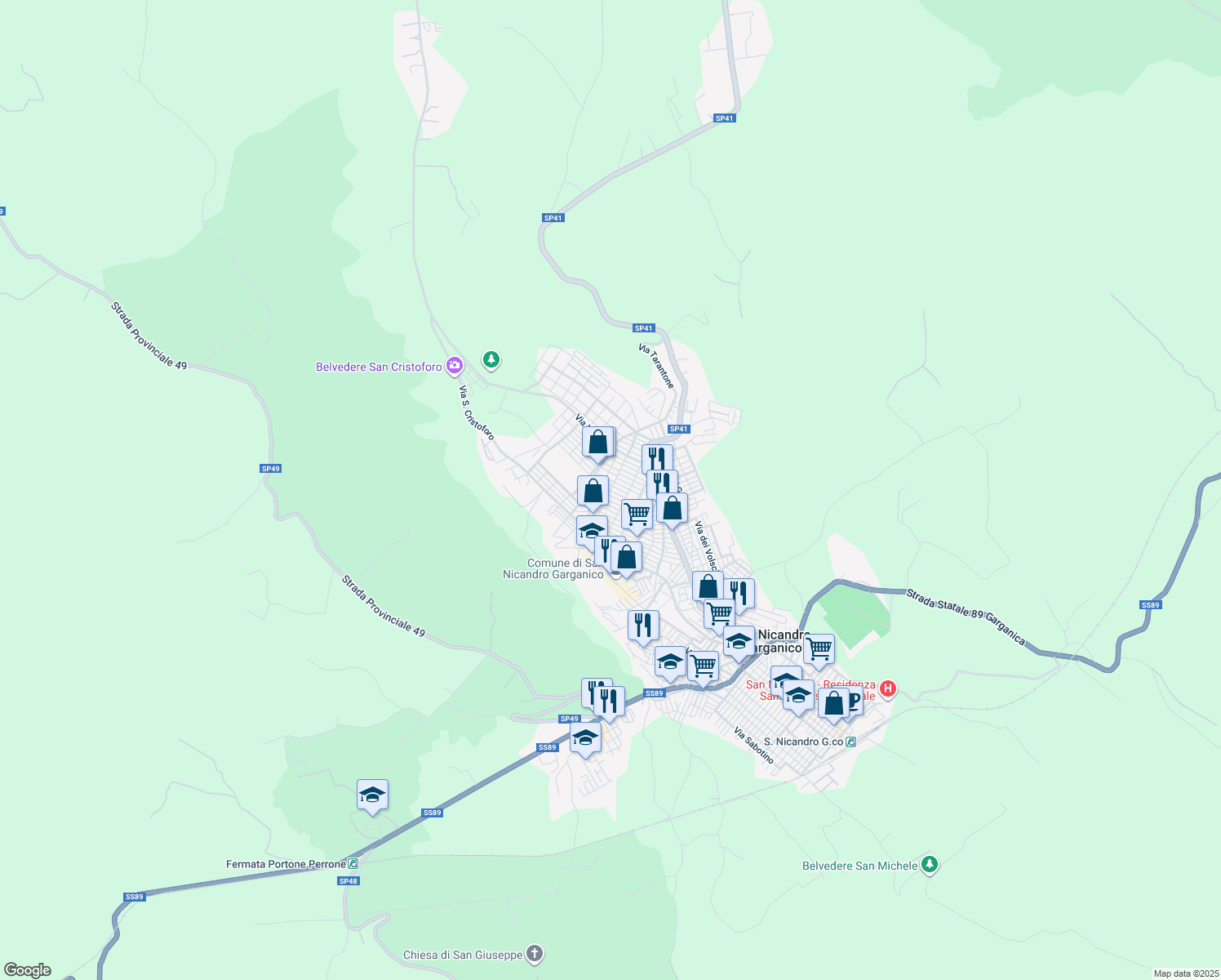 map of restaurants, bars, coffee shops, grocery stores, and more near 7 Traversa Via San Tommaso in San Nicandro Garganico
