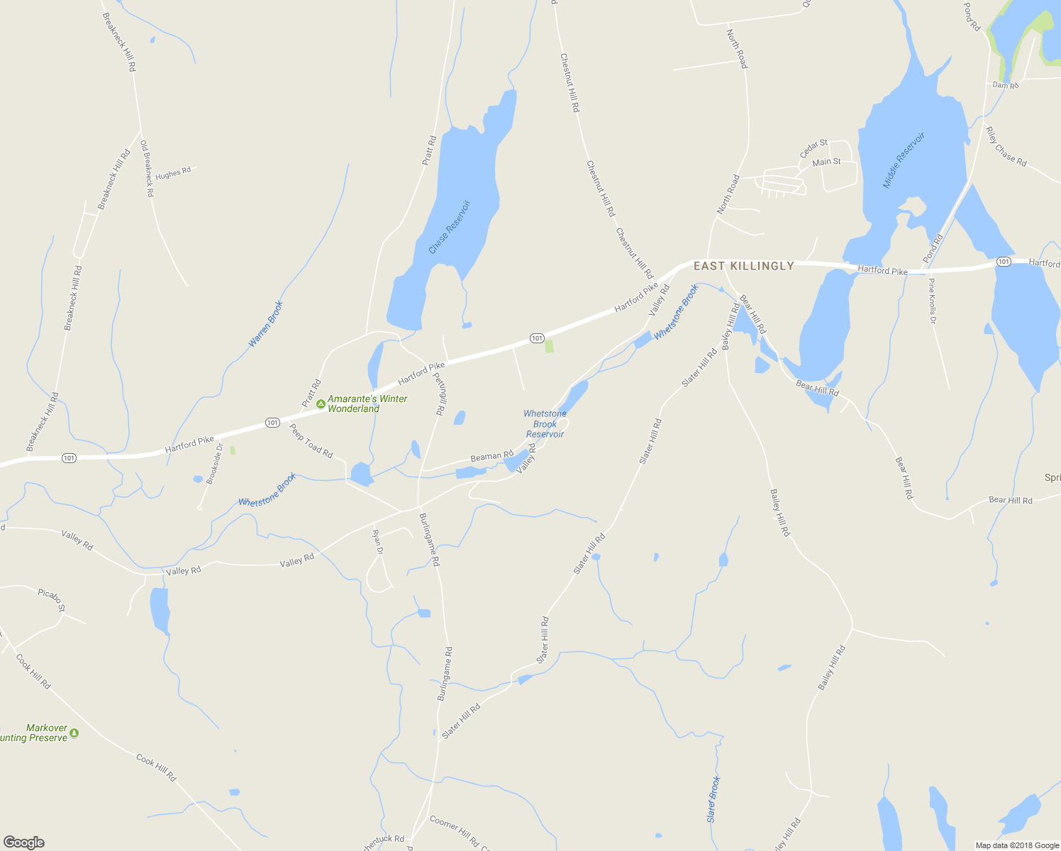 map of restaurants, bars, coffee shops, grocery stores, and more near 510 Valley Road in Killingly