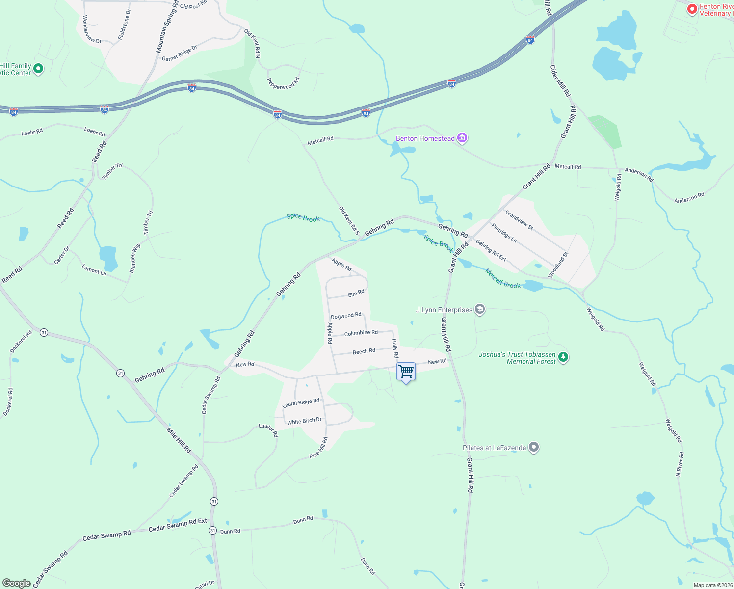 map of restaurants, bars, coffee shops, grocery stores, and more near 38 Elm Road in Tolland