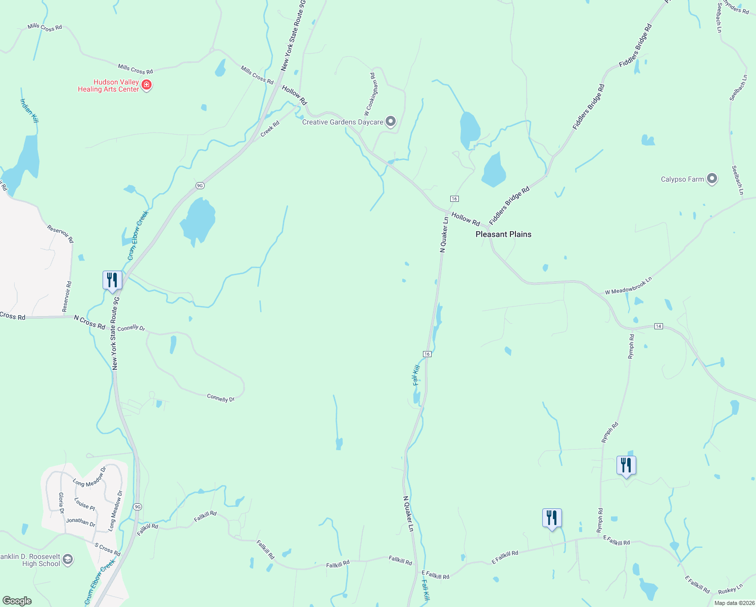 map of restaurants, bars, coffee shops, grocery stores, and more near 991 North Quaker Lane in Staatsburg