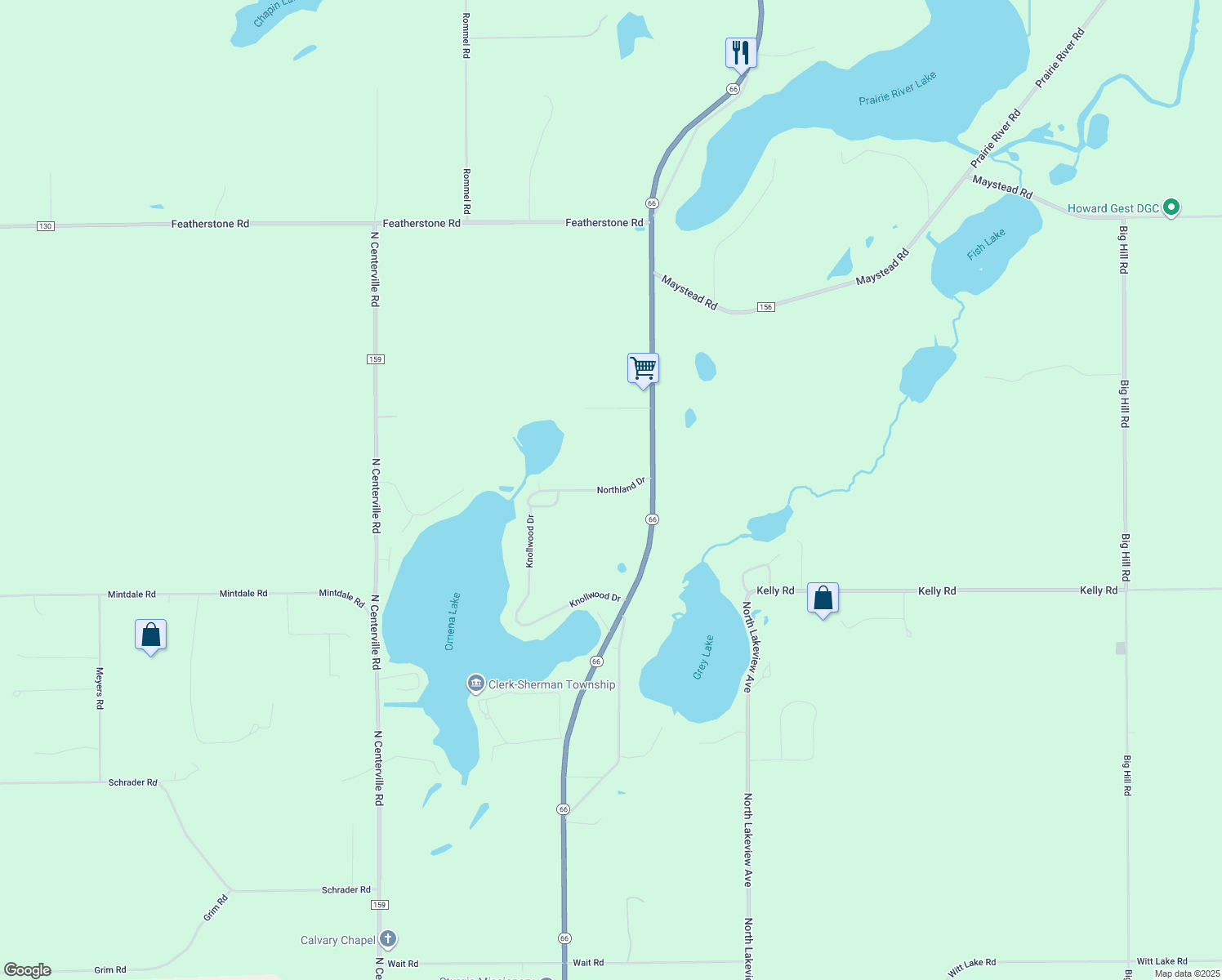 map of restaurants, bars, coffee shops, grocery stores, and more near 27676 Northland Drive in Sturgis