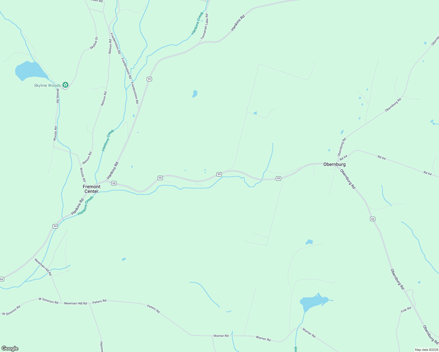 map of restaurants, bars, coffee shops, grocery stores, and more near Obernburg Road in Fremont Center
