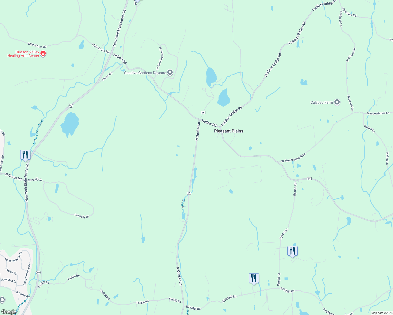 map of restaurants, bars, coffee shops, grocery stores, and more near 1336 North Quaker Lane in Staatsburg