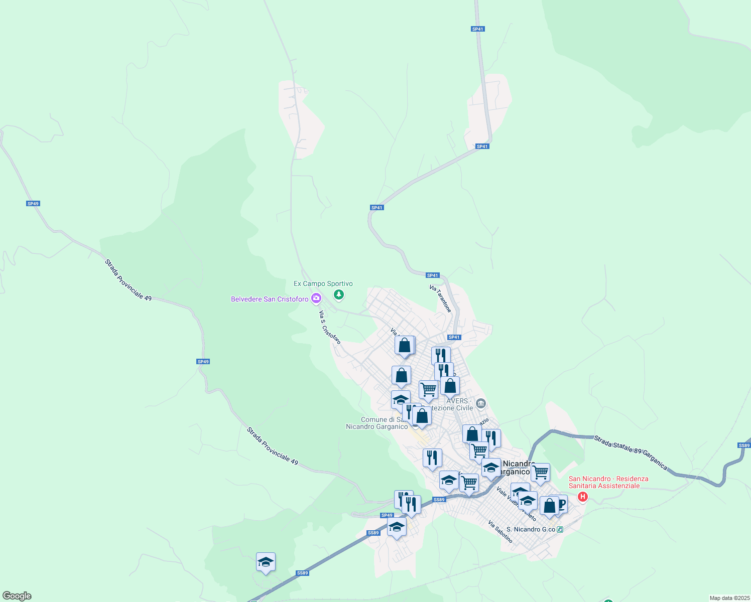 map of restaurants, bars, coffee shops, grocery stores, and more near 6 Via delle Silene in San Nicandro Garganico