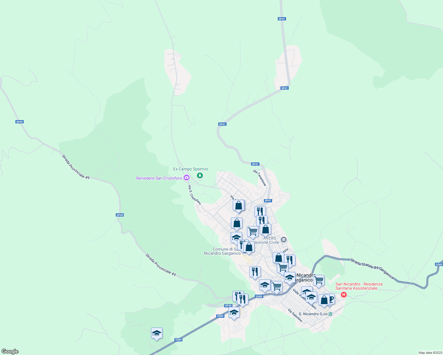 map of restaurants, bars, coffee shops, grocery stores, and more near 6 Via delle Silene in San Nicandro Garganico