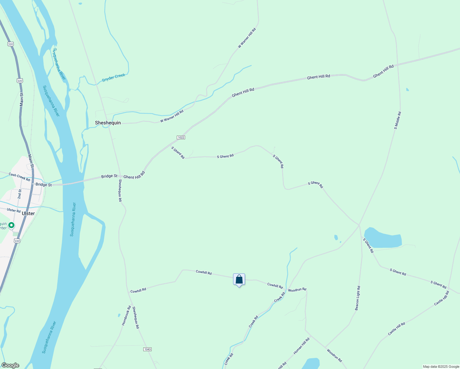 map of restaurants, bars, coffee shops, grocery stores, and more near 325 South Ghent Road in Ulster