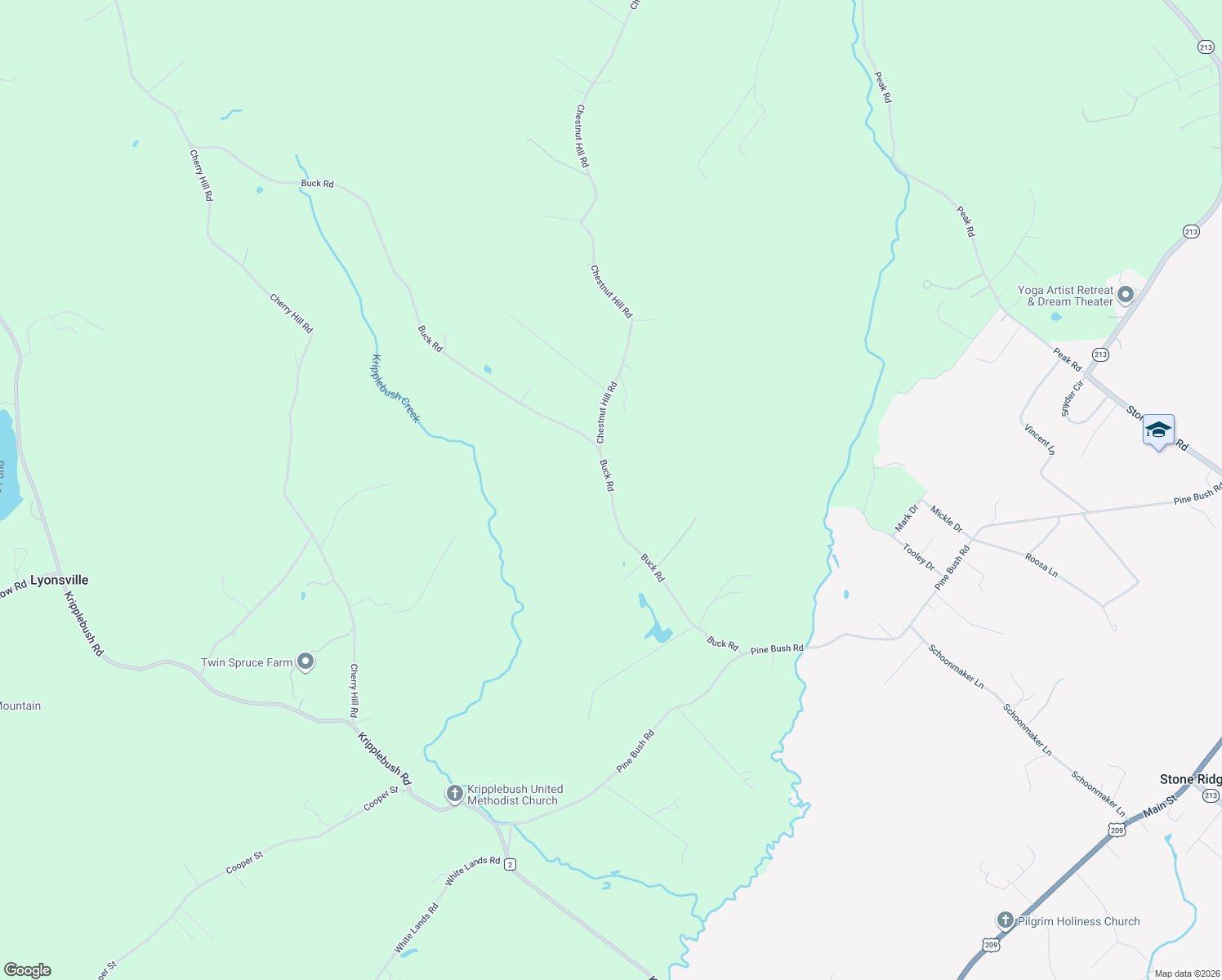 map of restaurants, bars, coffee shops, grocery stores, and more near 165 Buck Rd in Stone Ridge