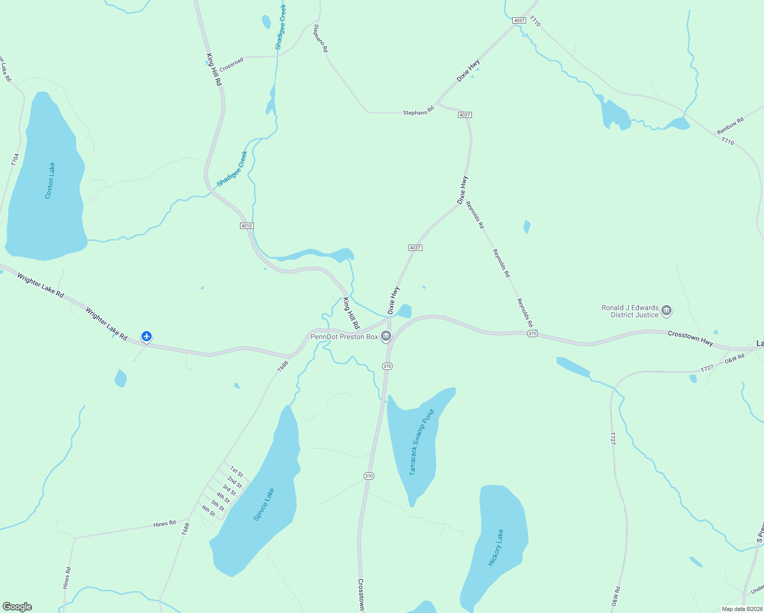 map of restaurants, bars, coffee shops, grocery stores, and more near 41 Dixie Hwy in Starrucca