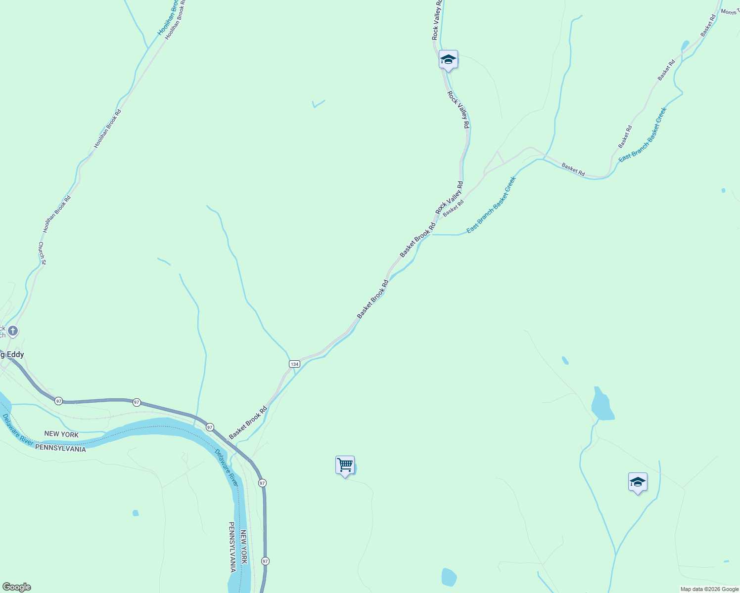 map of restaurants, bars, coffee shops, grocery stores, and more near 201 County Road 134 in Long Eddy