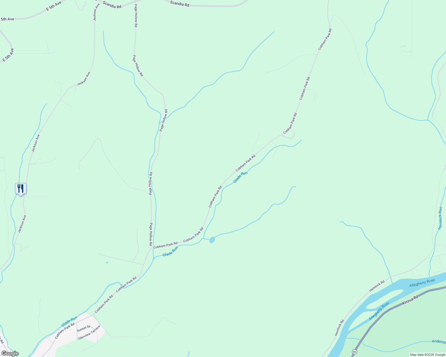 map of restaurants, bars, coffee shops, grocery stores, and more near 2867 Cobham Park Road in Warren