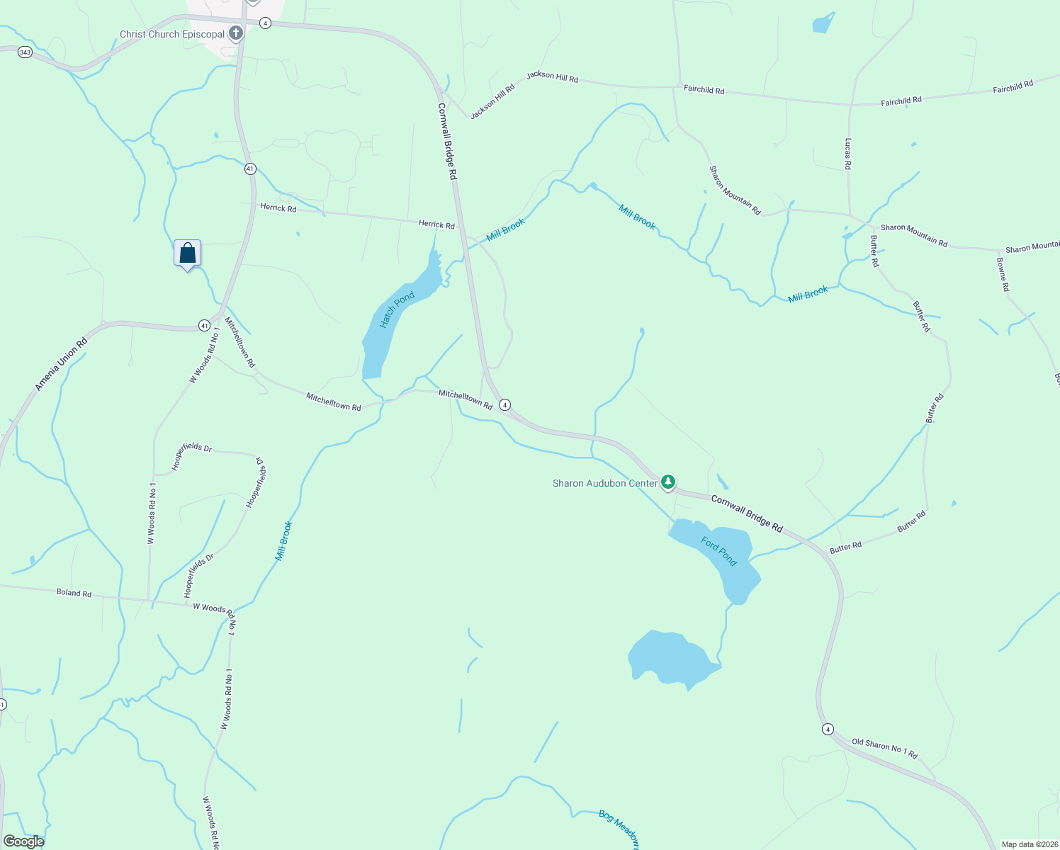 map of restaurants, bars, coffee shops, grocery stores, and more near 312 Cornwall Bridge Road in Sharon