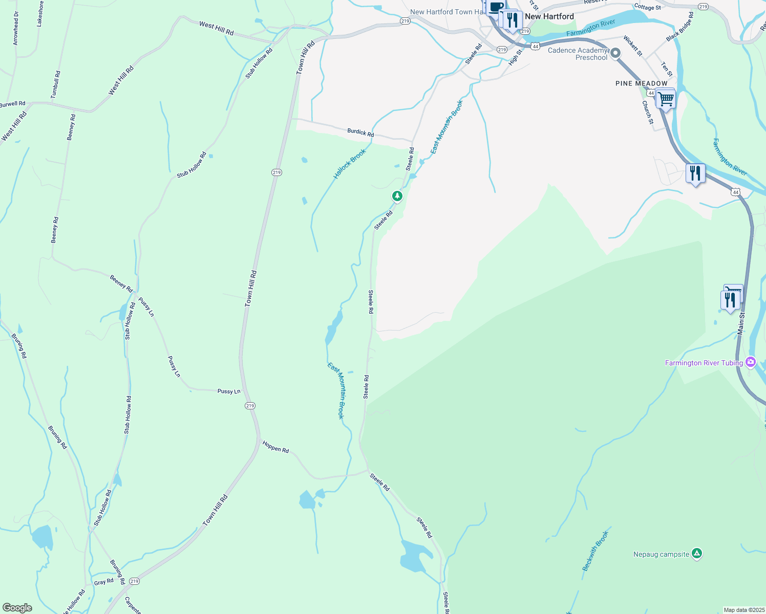 map of restaurants, bars, coffee shops, grocery stores, and more near 14 Henderson Road in New Hartford