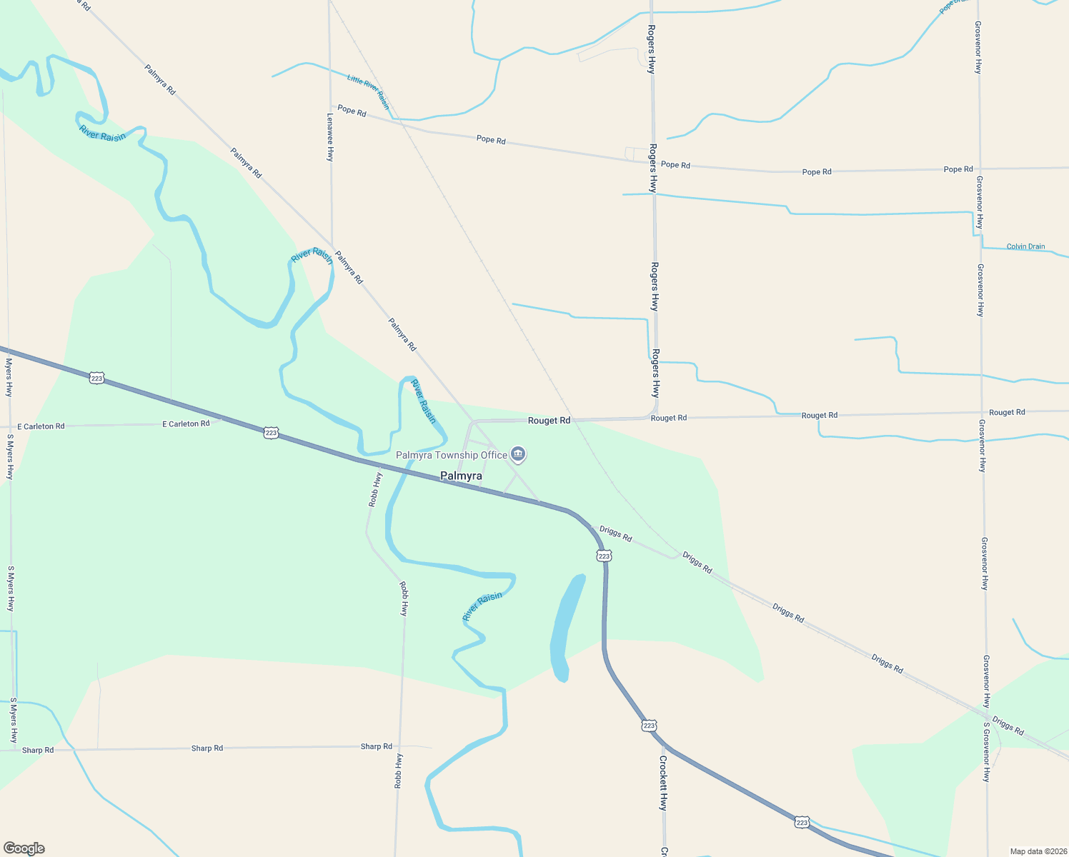 map of restaurants, bars, coffee shops, grocery stores, and more near 6585 Rouget Road in Palmyra
