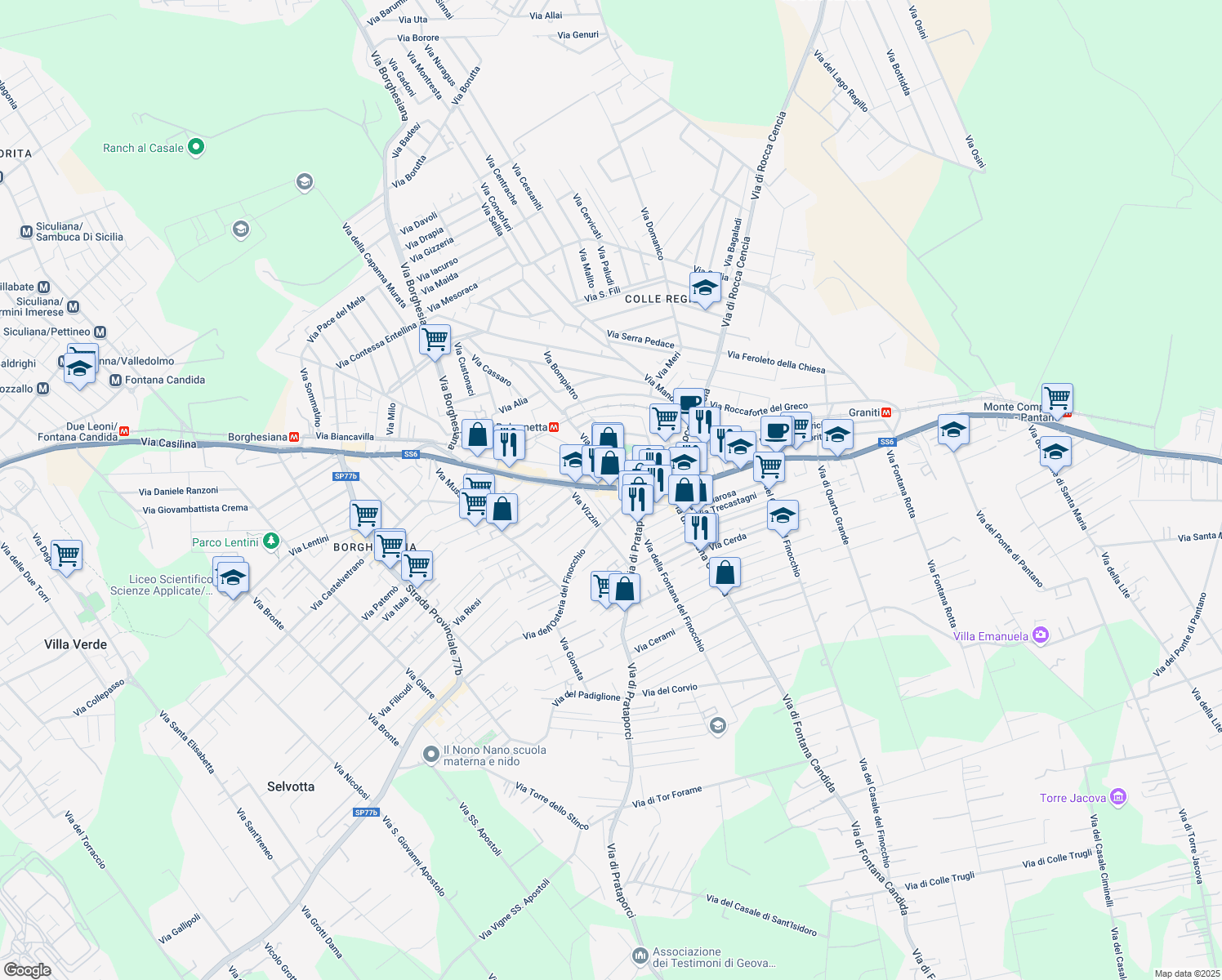 map of restaurants, bars, coffee shops, grocery stores, and more near in Roma