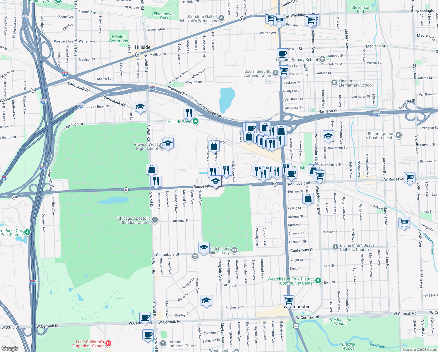 map of restaurants, bars, coffee shops, grocery stores, and more near 344 Orchard Avenue in Hillside