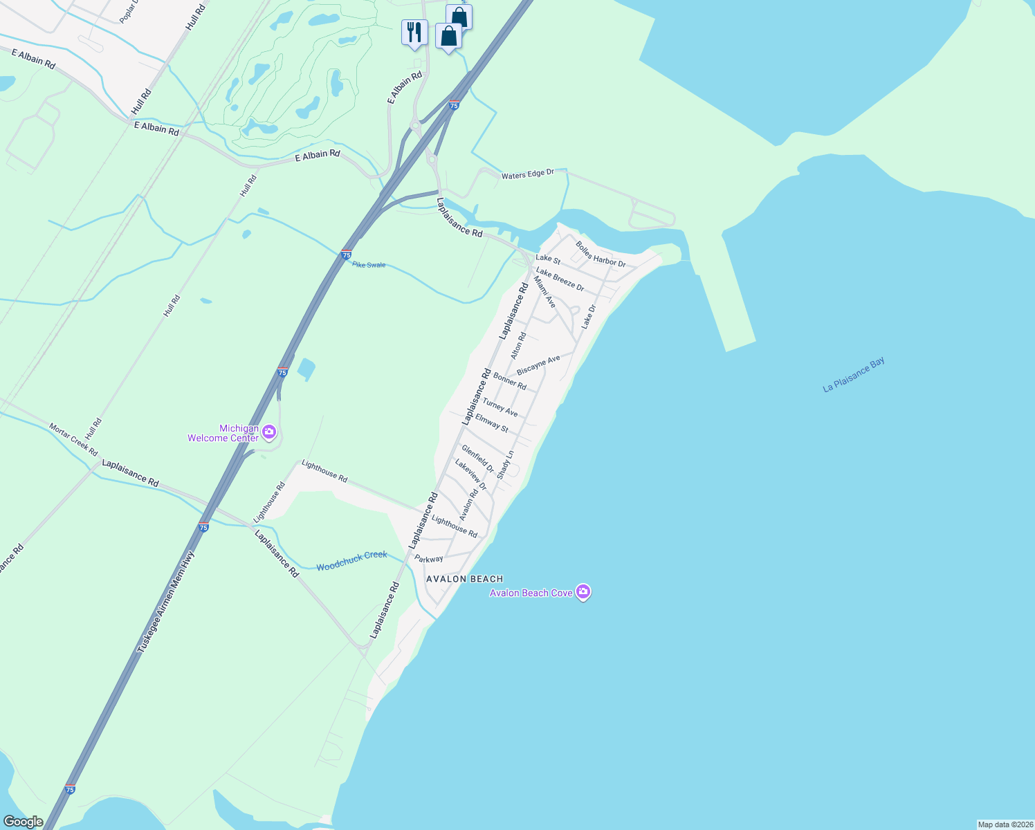 map of restaurants, bars, coffee shops, grocery stores, and more near 7877 Turney Avenue in Monroe