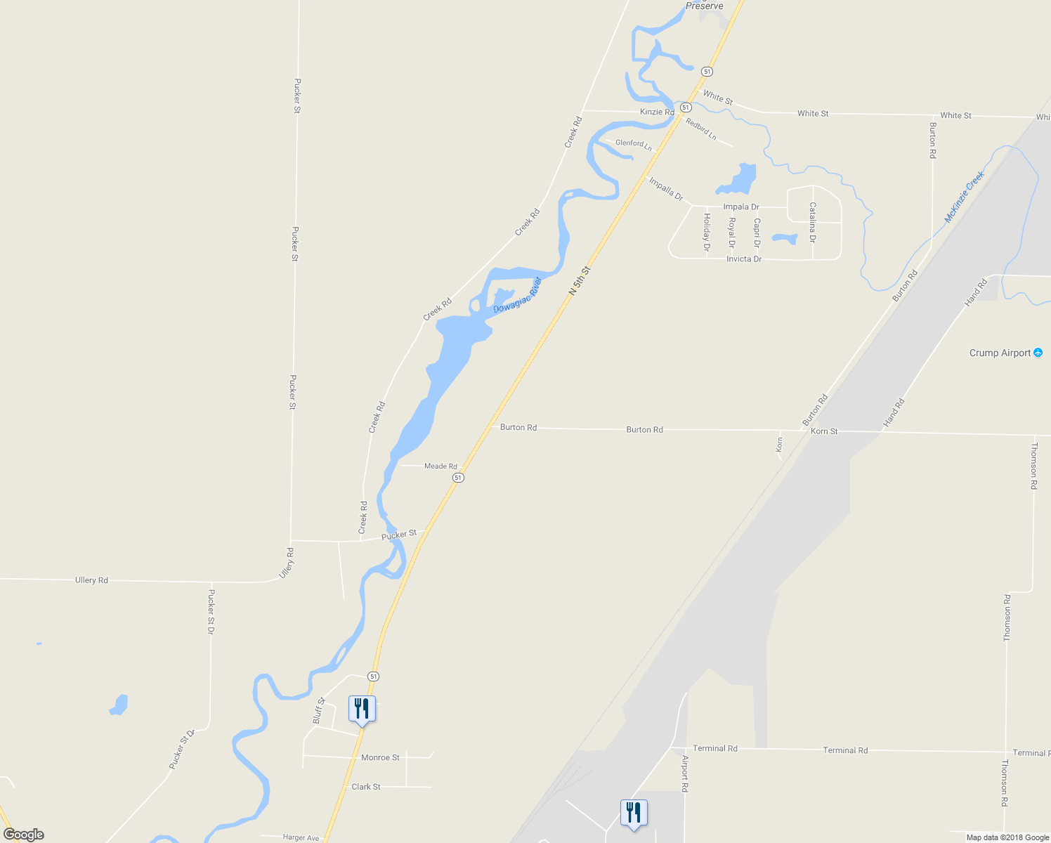 map of restaurants, bars, coffee shops, grocery stores, and more near 2415 Burton Road in Niles