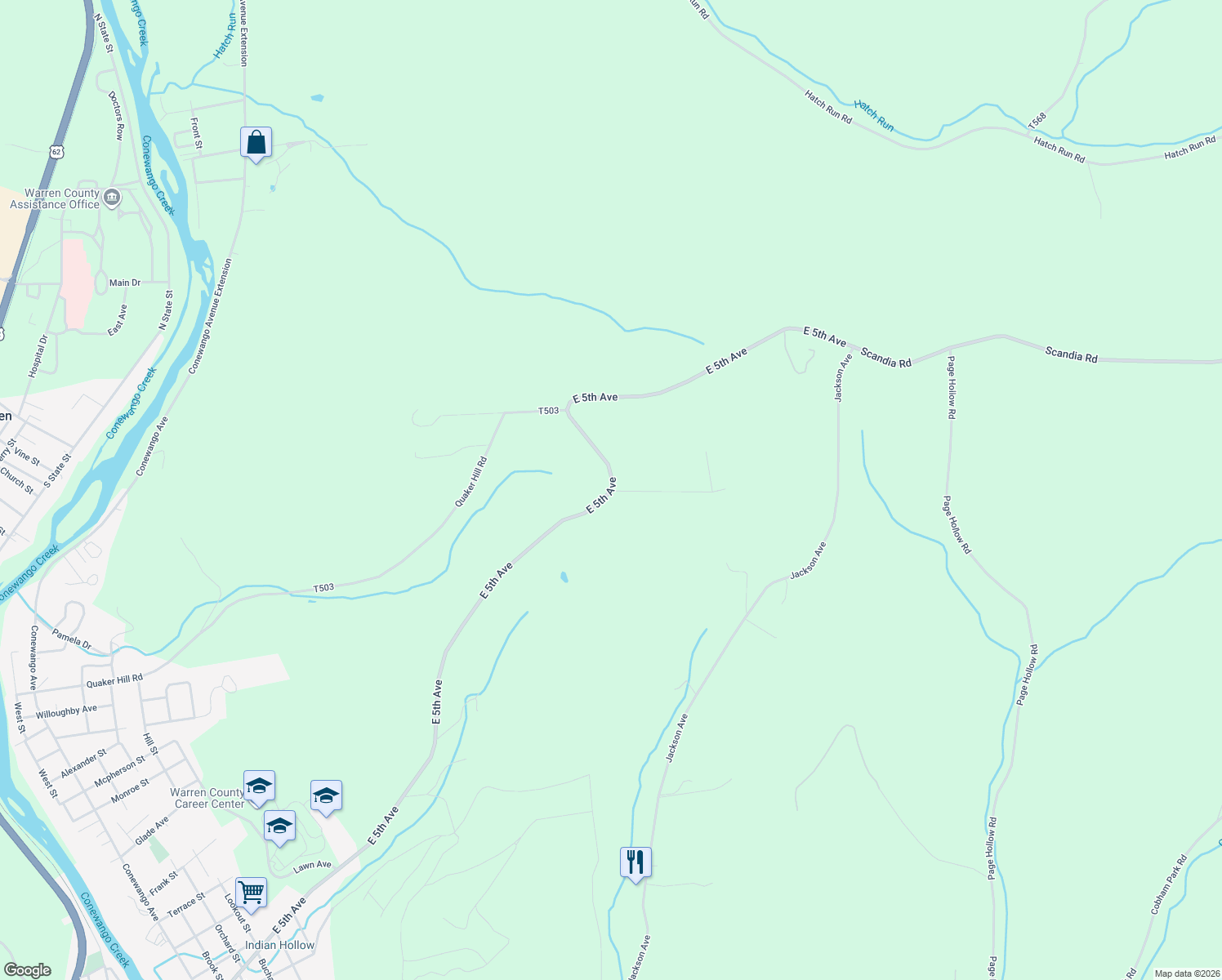 map of restaurants, bars, coffee shops, grocery stores, and more near 900 East 5th Avenue in Warren