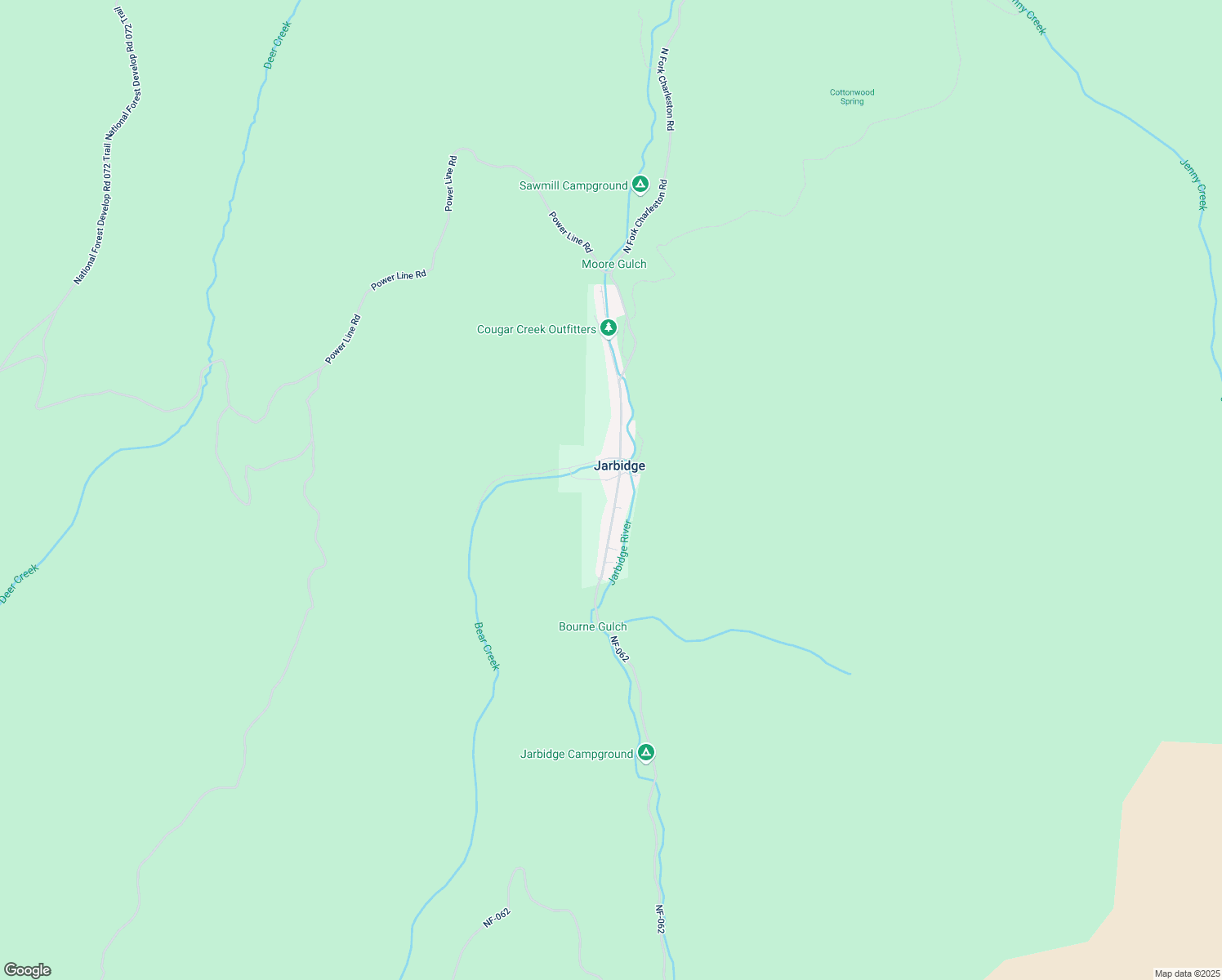 map of restaurants, bars, coffee shops, grocery stores, and more near 473 Main Street in Jarbidge