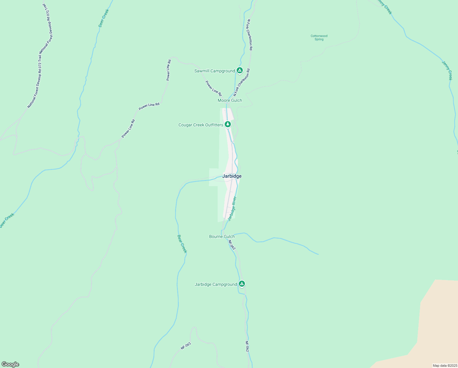 map of restaurants, bars, coffee shops, grocery stores, and more near 473 Main Street in Jarbidge