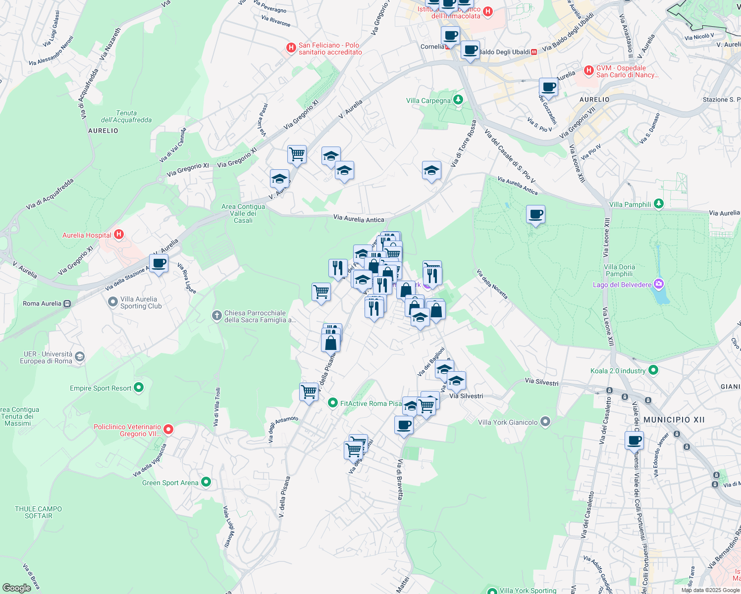 map of restaurants, bars, coffee shops, grocery stores, and more near 2-18 Via dei Baldassini in Rome