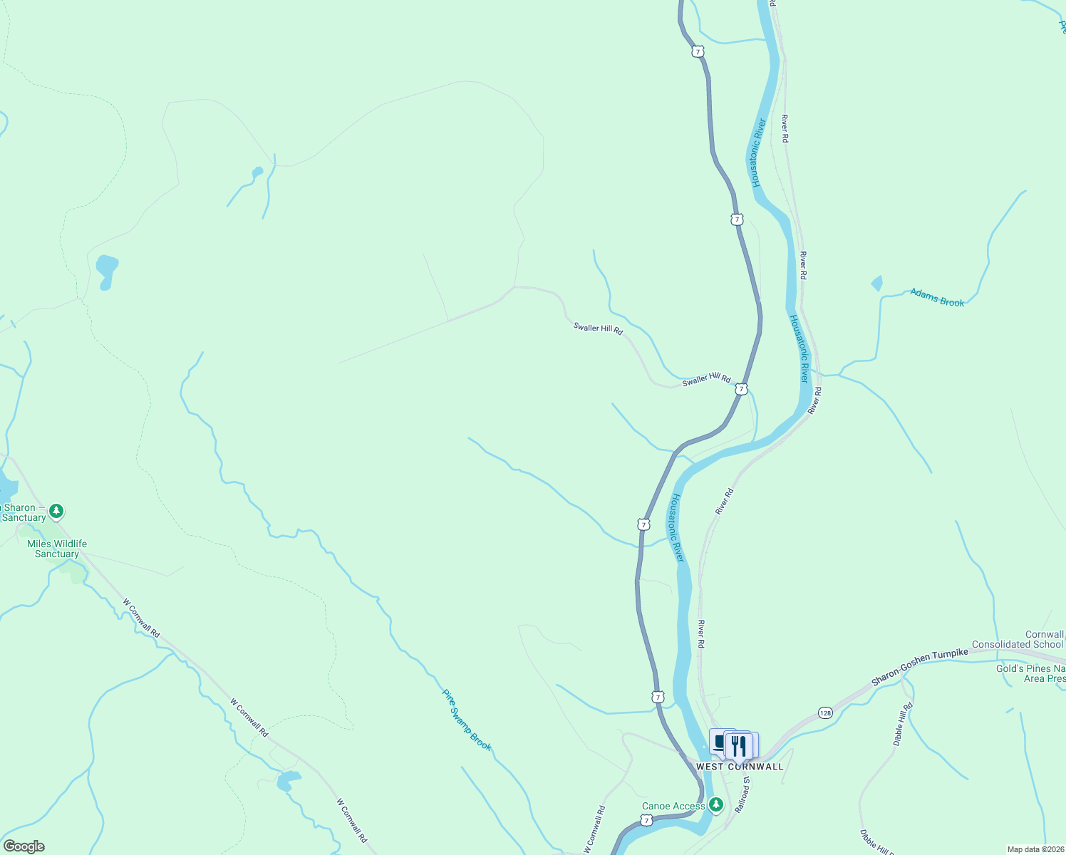 map of restaurants, bars, coffee shops, grocery stores, and more near in Sharon