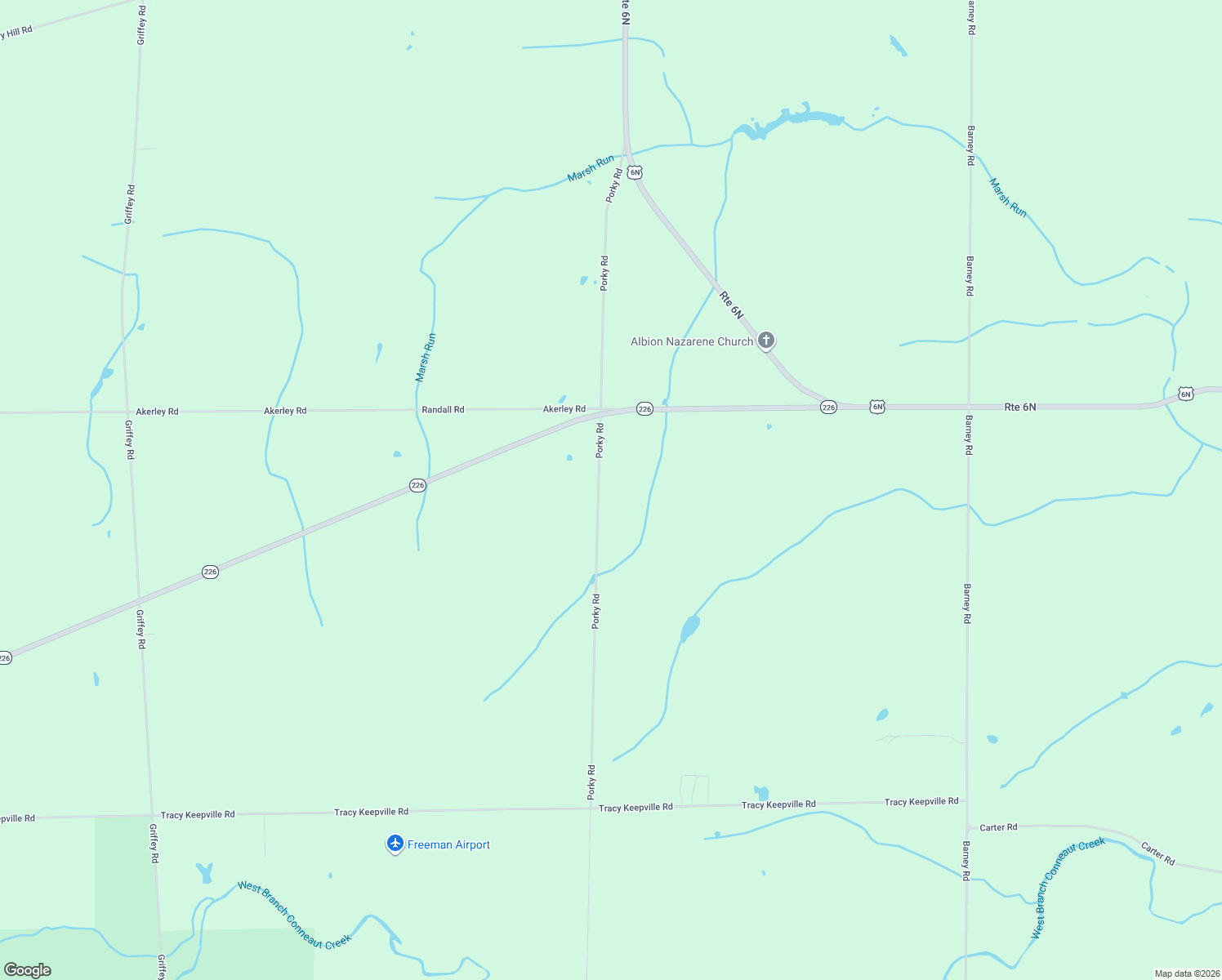 map of restaurants, bars, coffee shops, grocery stores, and more near 9699 Porky Rd in Albion