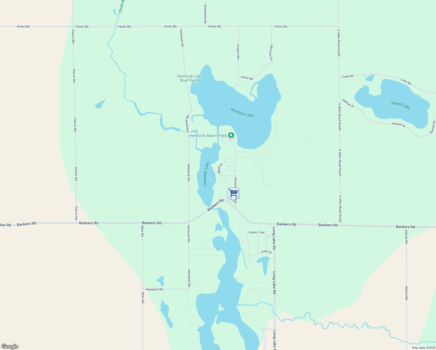 map of restaurants, bars, coffee shops, grocery stores, and more near 2600 Bluff Drive in Reading