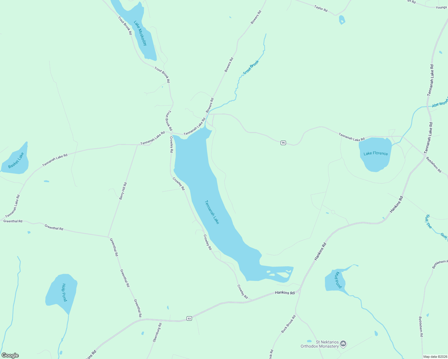 map of restaurants, bars, coffee shops, grocery stores, and more near 108 Smith Lake Road in Roscoe