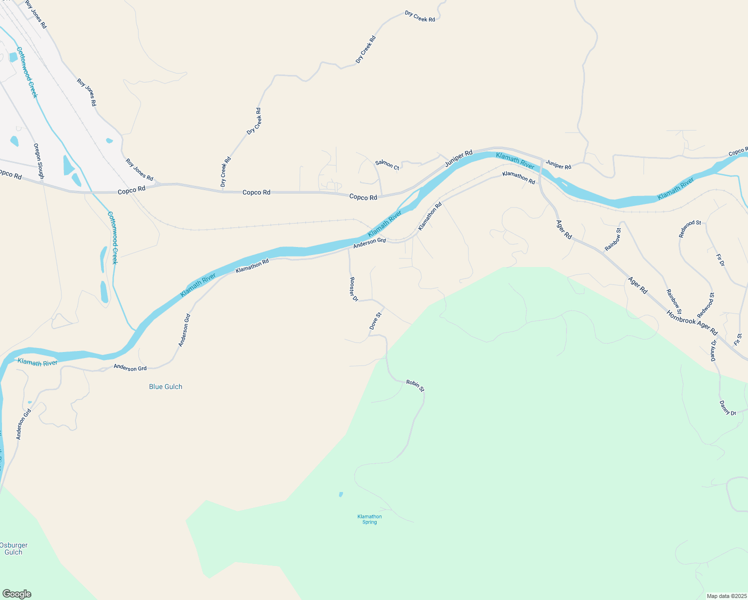 map of restaurants, bars, coffee shops, grocery stores, and more near Rooster Drive in Siskiyou County