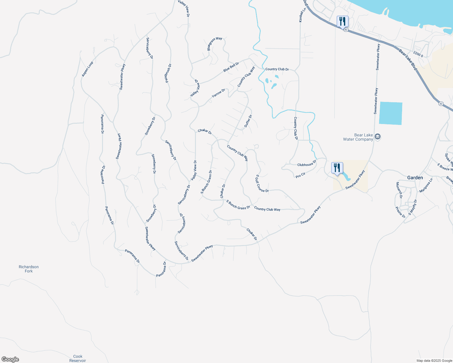 map of restaurants, bars, coffee shops, grocery stores, and more near 3042 Chukar Drive in Garden City