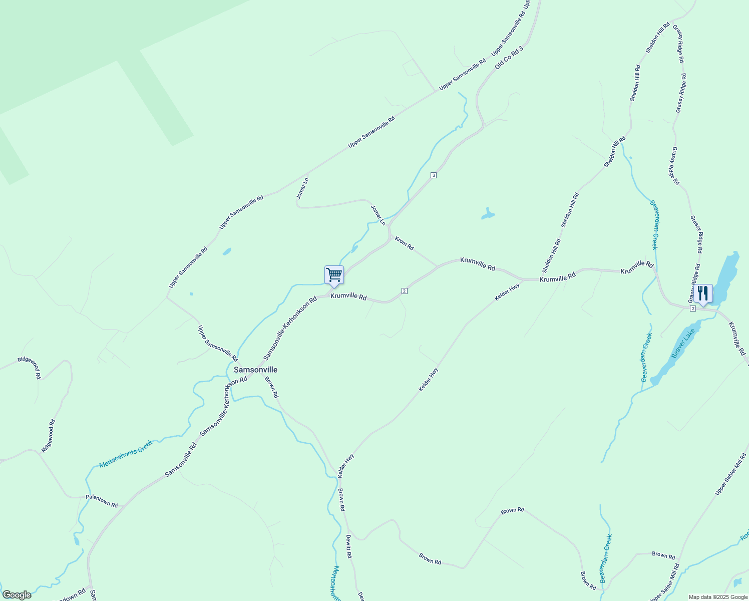 map of restaurants, bars, coffee shops, grocery stores, and more near 1739 County Route 2 in Olivebridge