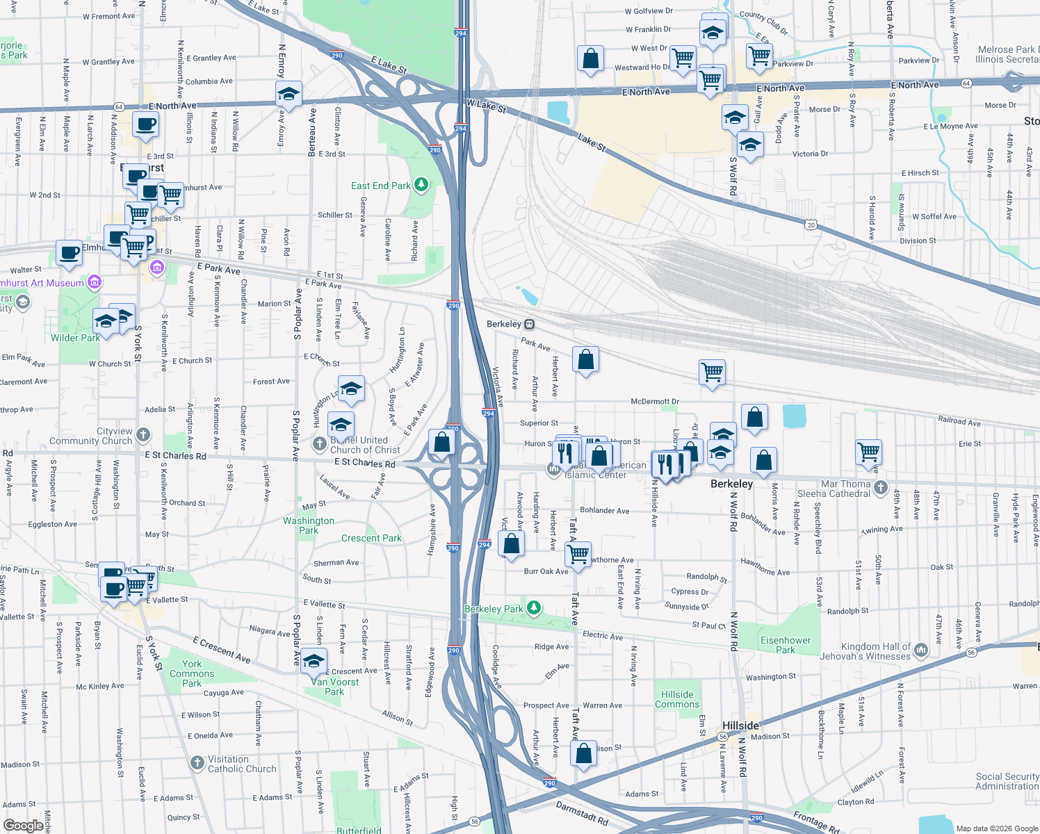 map of restaurants, bars, coffee shops, grocery stores, and more near 5916 Superior St in Berkeley