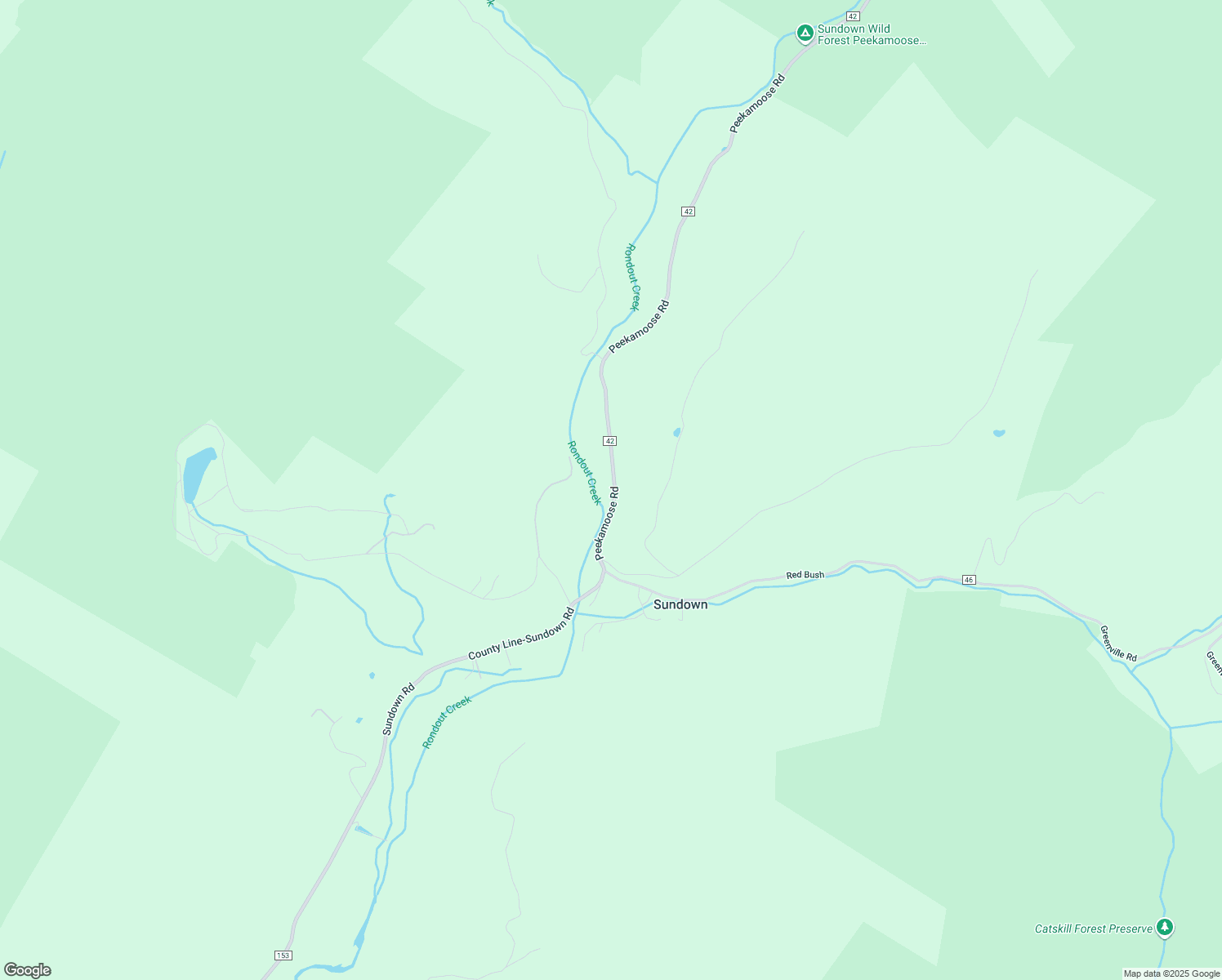map of restaurants, bars, coffee shops, grocery stores, and more near 47 Peekamoose Road in Sundown