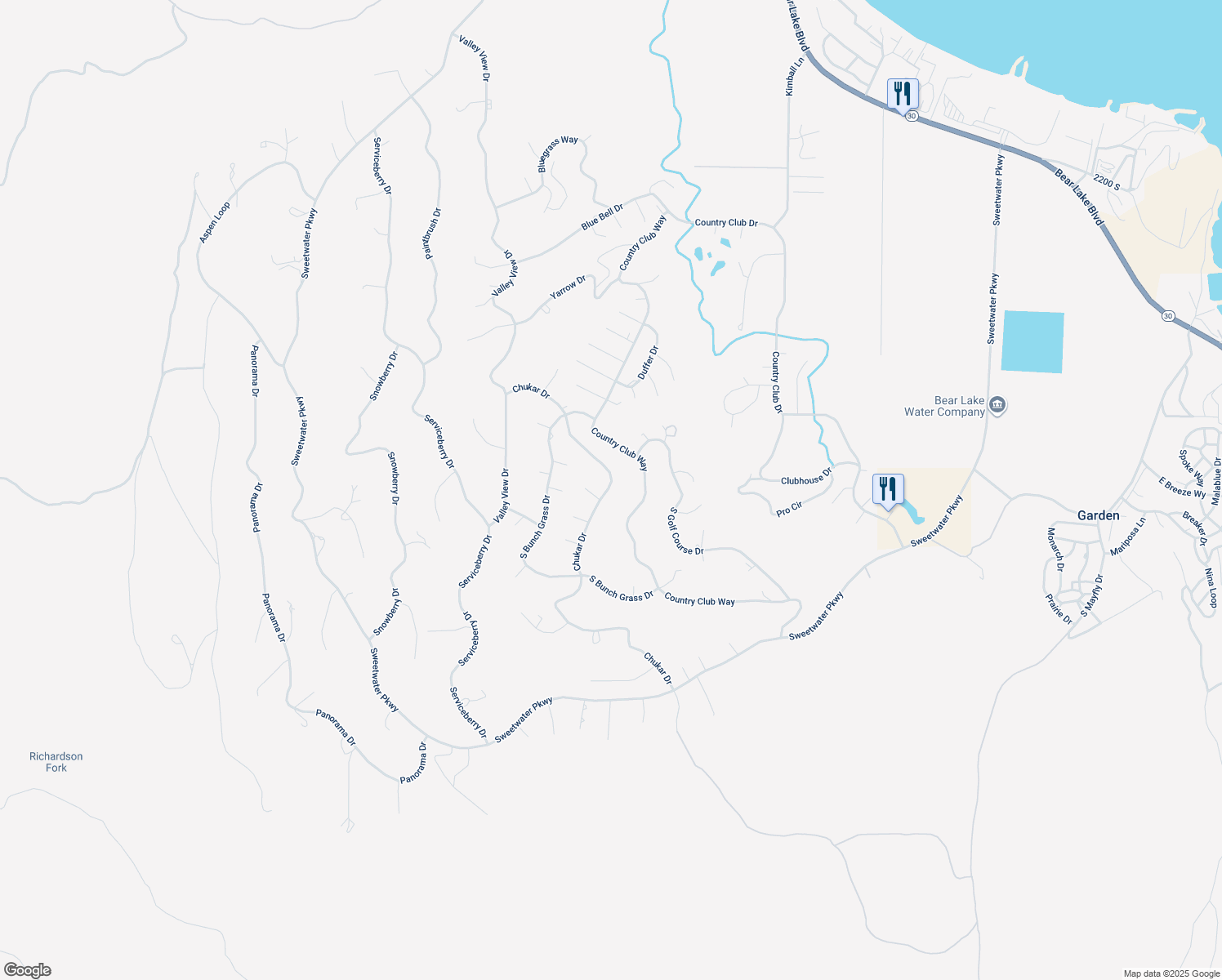 map of restaurants, bars, coffee shops, grocery stores, and more near 2958 Chukar Drive in Garden City