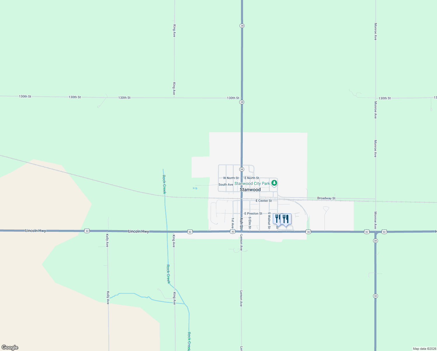 map of restaurants, bars, coffee shops, grocery stores, and more near 301-399 West Farmers Street in Stanwood