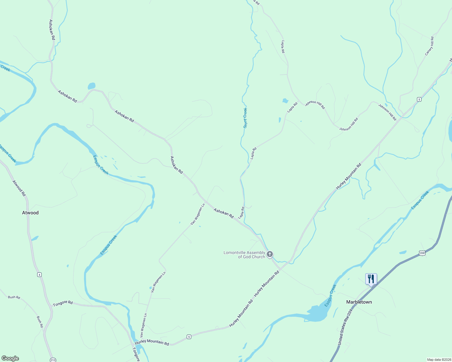 map of restaurants, bars, coffee shops, grocery stores, and more near 63 Lapla Road in Kingston