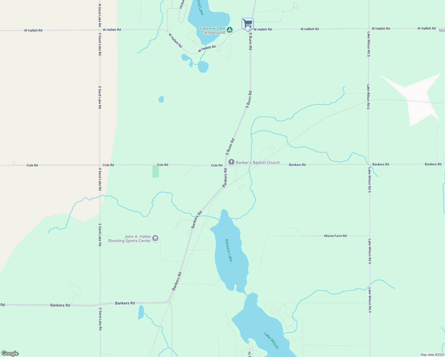 map of restaurants, bars, coffee shops, grocery stores, and more near 4076 Bankers Road in Hillsdale