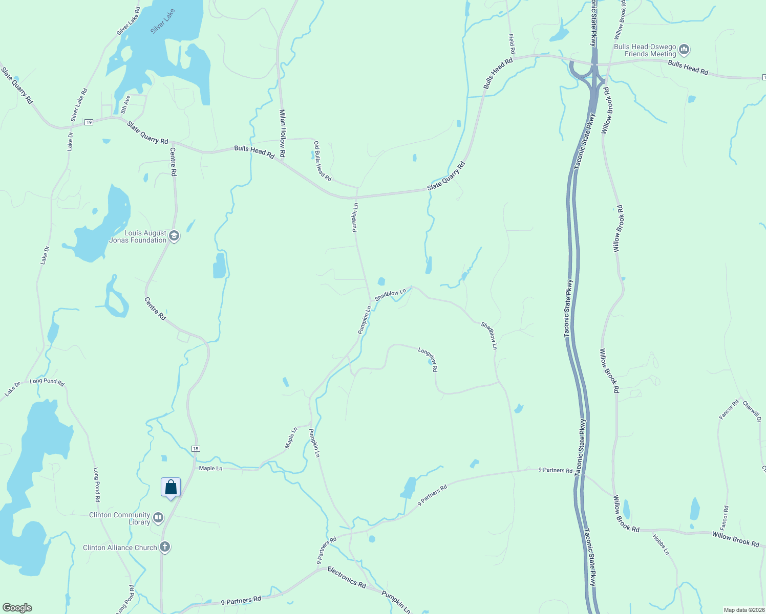 map of restaurants, bars, coffee shops, grocery stores, and more near 6 Shadblow Lane in Clinton Corners