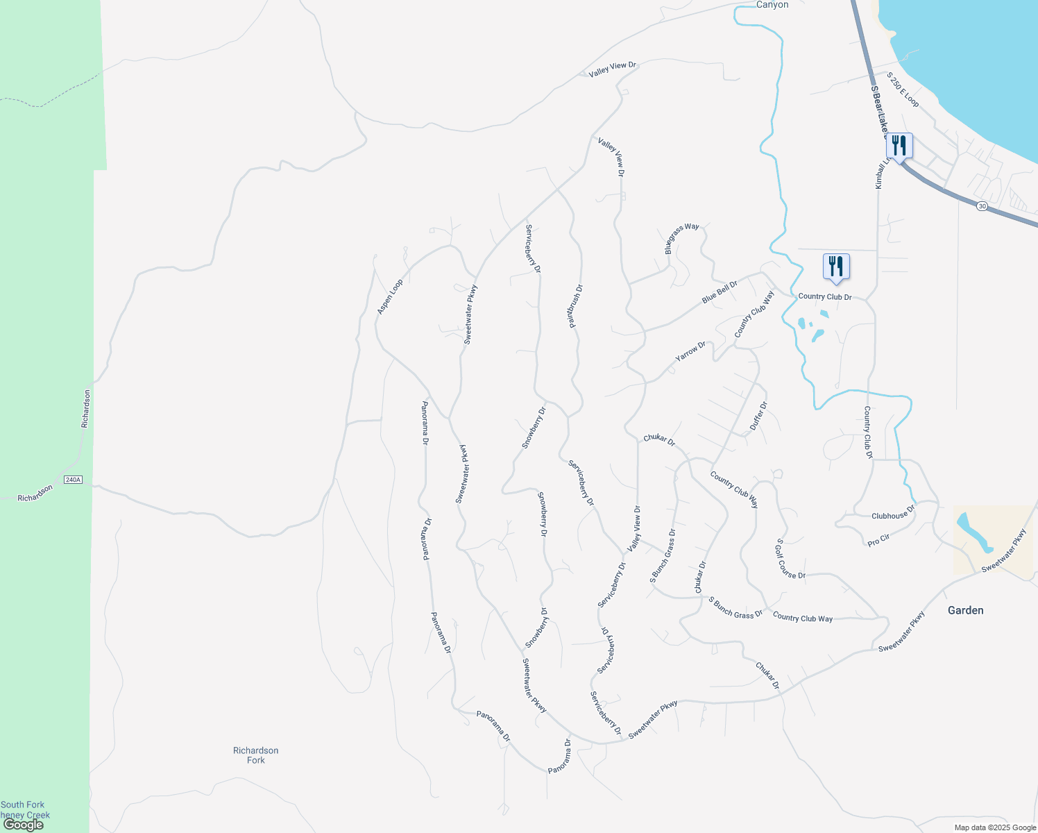 map of restaurants, bars, coffee shops, grocery stores, and more near 819 Snowberry Circle in Garden City