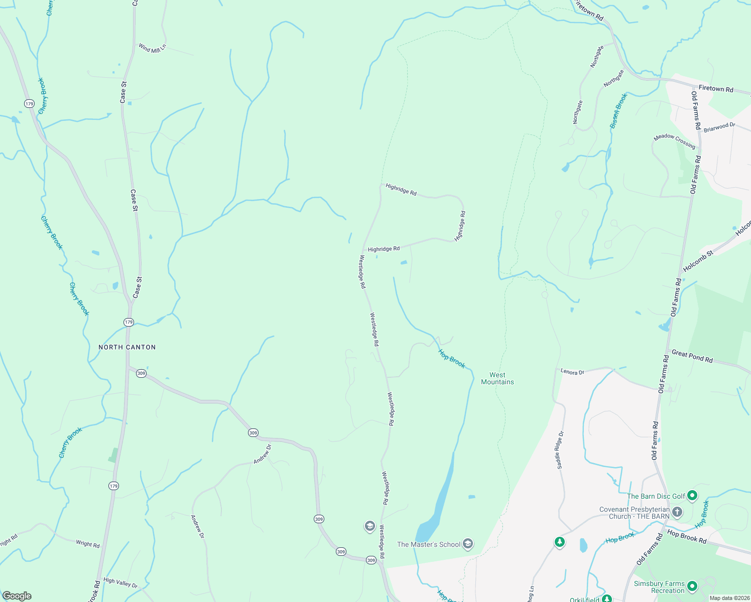 map of restaurants, bars, coffee shops, grocery stores, and more near 232 Westledge Road in Simsbury