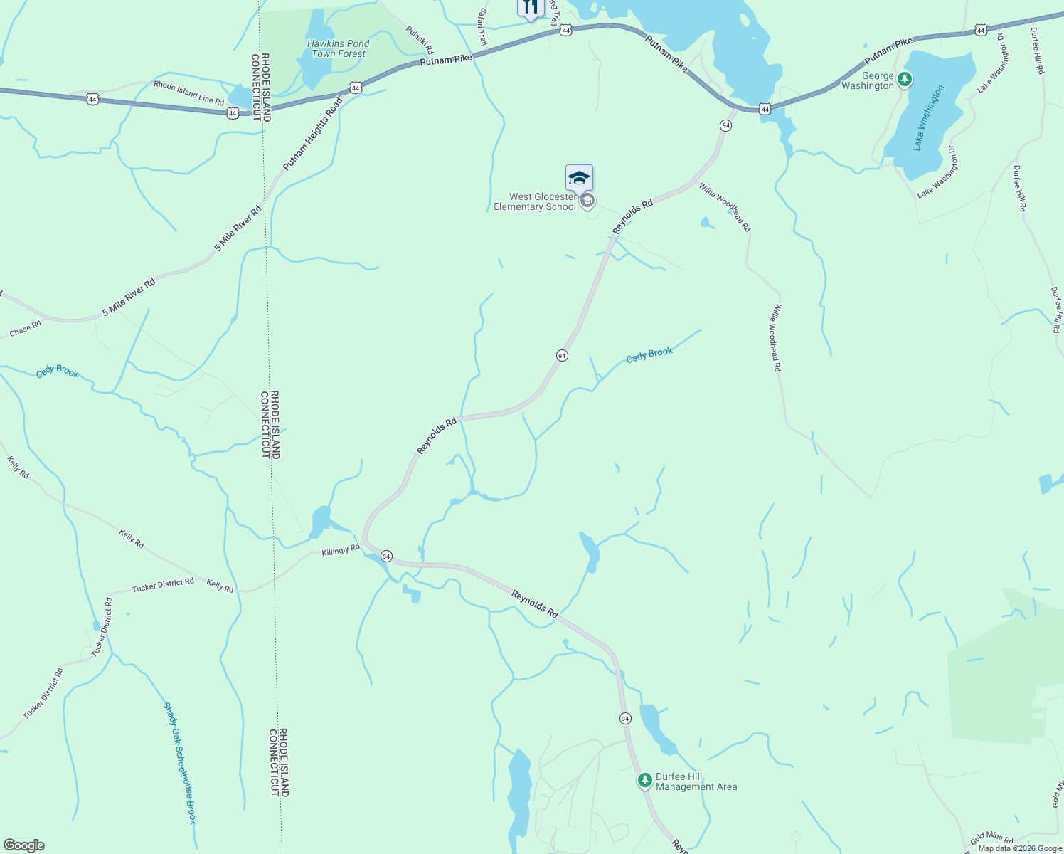 map of restaurants, bars, coffee shops, grocery stores, and more near 372 Reynolds Road in Glocester