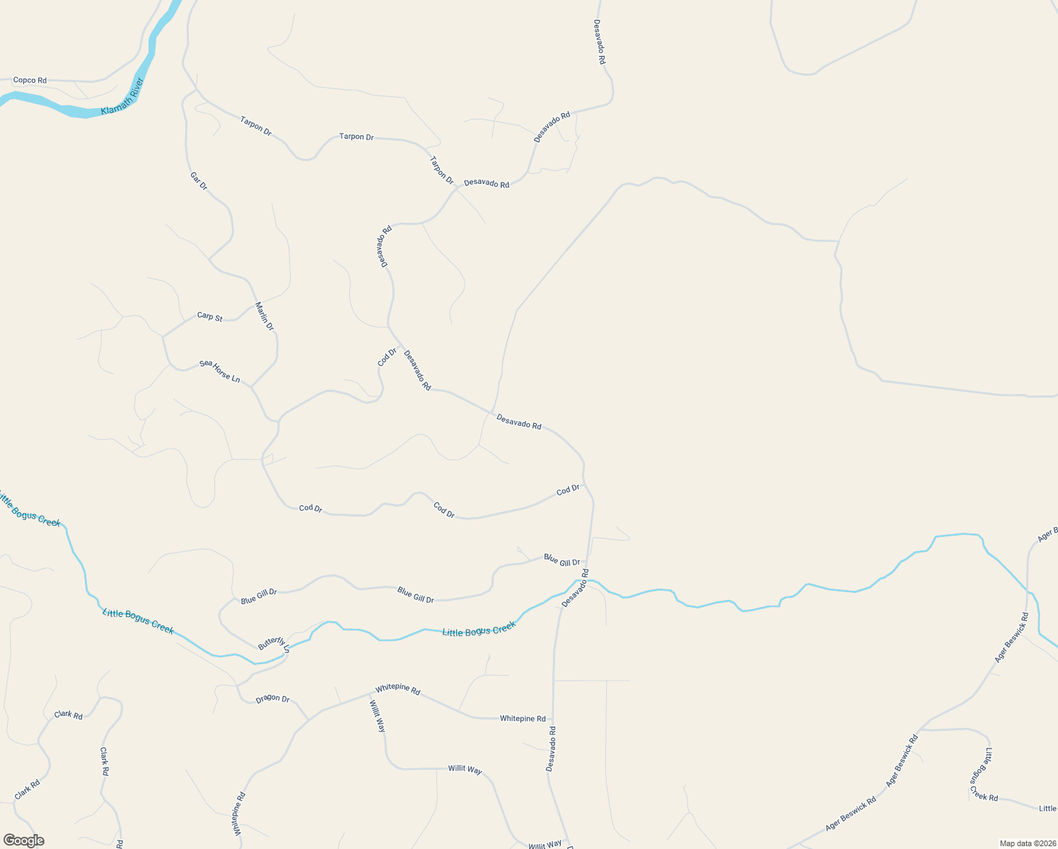 map of restaurants, bars, coffee shops, grocery stores, and more near Desavado Road in Siskiyou County