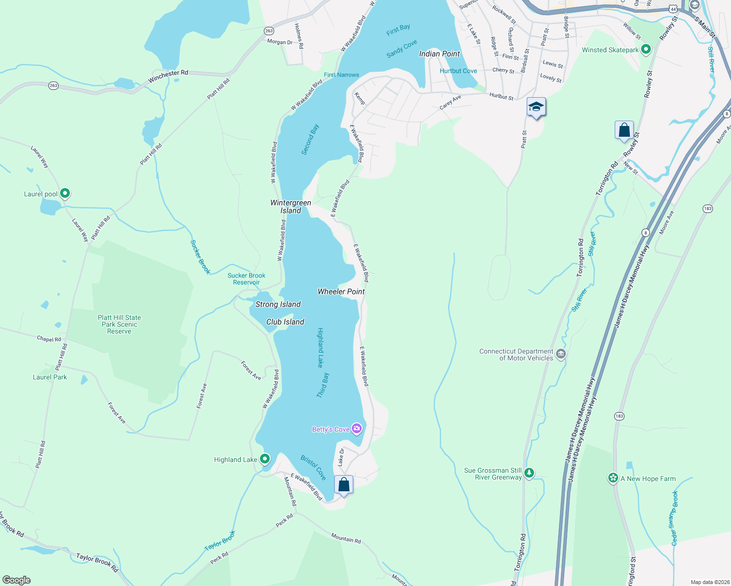 map of restaurants, bars, coffee shops, grocery stores, and more near East Wakefield Boulevard in Winchester