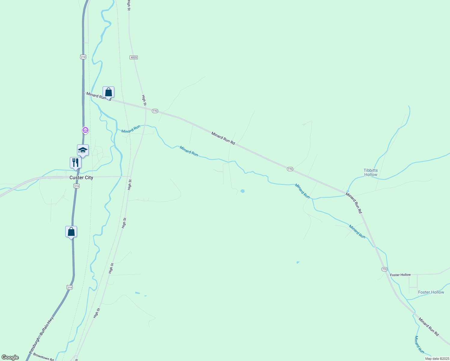 map of restaurants, bars, coffee shops, grocery stores, and more near 117 Pear Street in Bradford