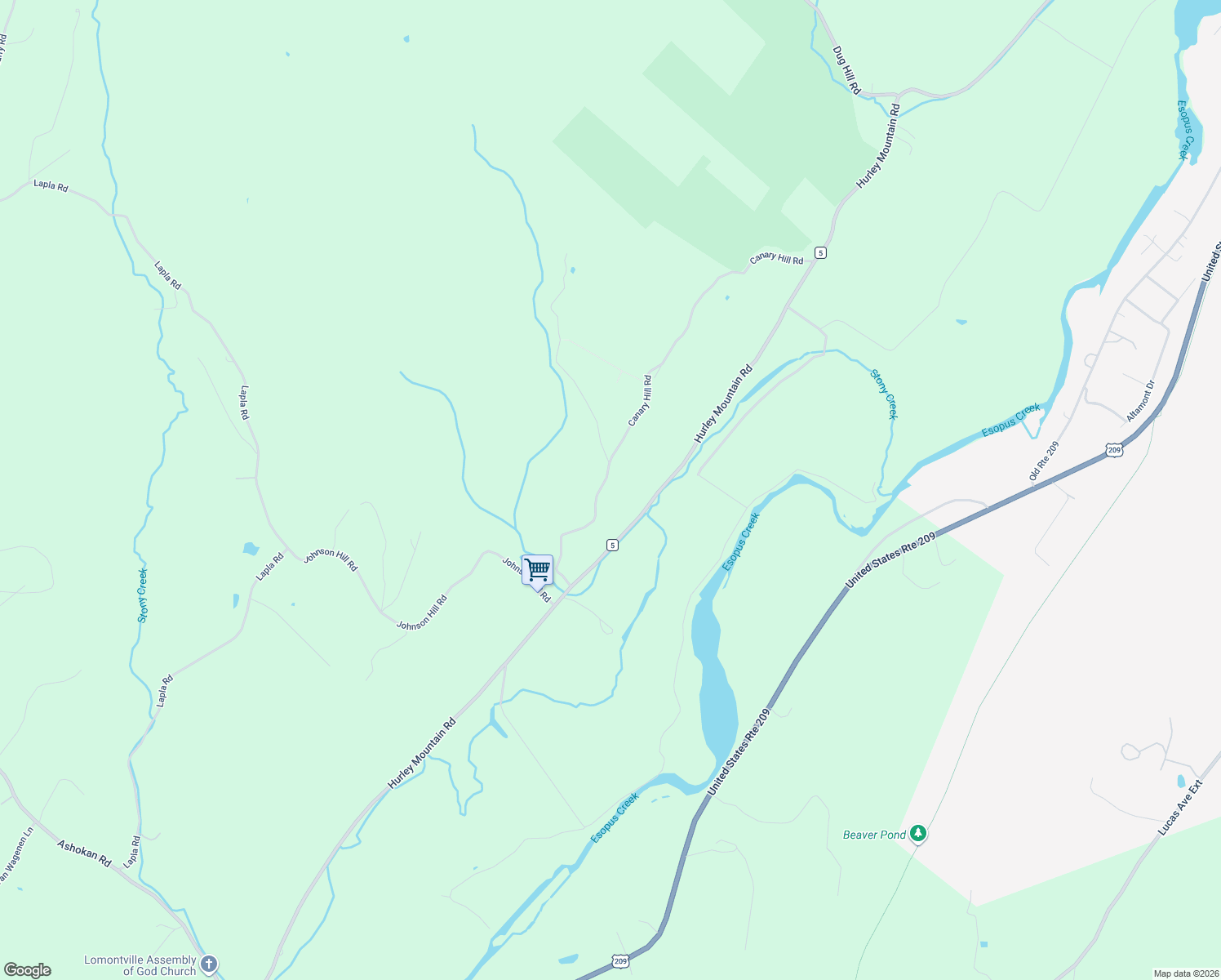 map of restaurants, bars, coffee shops, grocery stores, and more near 213 Canary Hill Road in Kingston